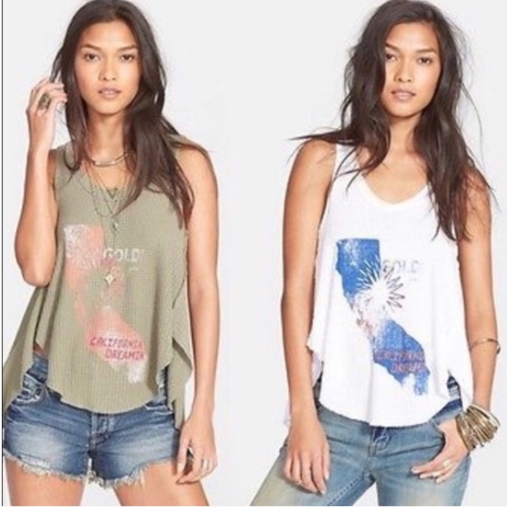 Free people M White California dreaming tank top